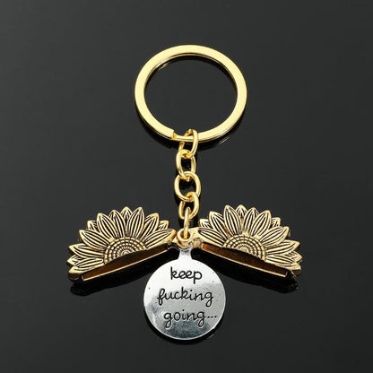 🔥LAST DAY 🌻Sunflower Keychain Inspirational Gifts - Keep Fucking Going Keychain