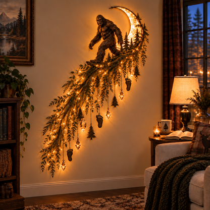 🌙🦍 Bigfoot Moonlight Cascade Wall Light – Enchanted Forest Décor