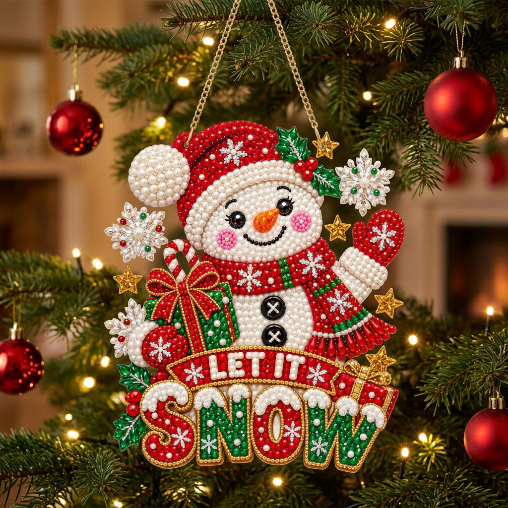 Let It Snow Snowman Diamond Art Hanging Ornament Kit