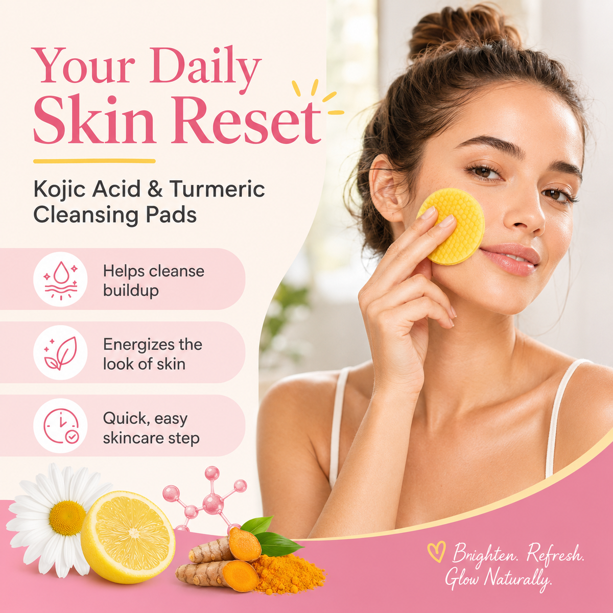 💖Visible brightening✨Turmeric & Kojic Acid Cleansing Pads-40pcs