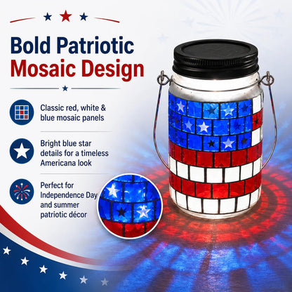 🔥Last Day 49% OFF - ✨4th of July Solar Patriotic Mason Jar Lantern