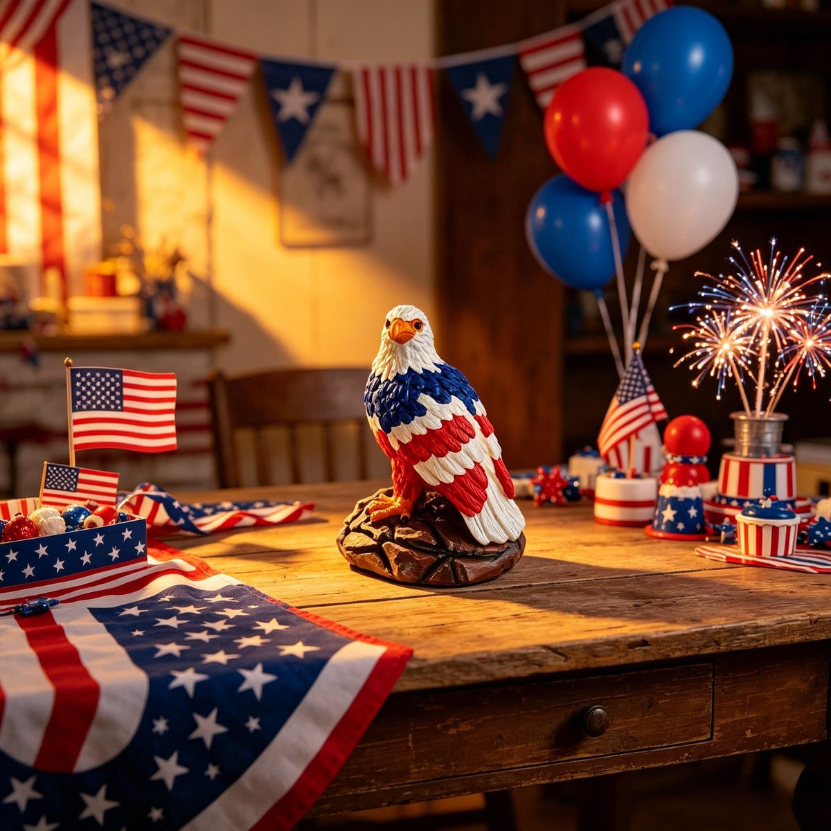 🔥Last Day 49% OFF - 🦅🌙U.S. 250th Eagle Stained Table Lamp✨