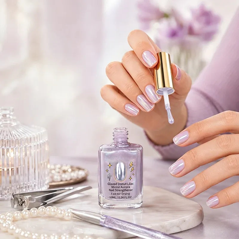 📢📢50% OFF !! ⏰Lilac Glossy Mirror Nail Strengthener✨