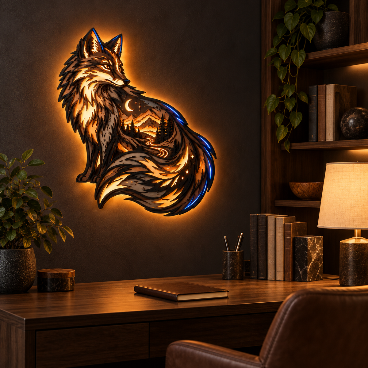Fox Totem Layered Ambient Wall Light | Handcrafted-Style Wall Decor