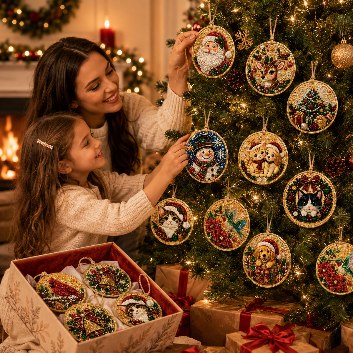6-Piece Christmas Diamond Painting Ornament Kit – 4 Festive Collections