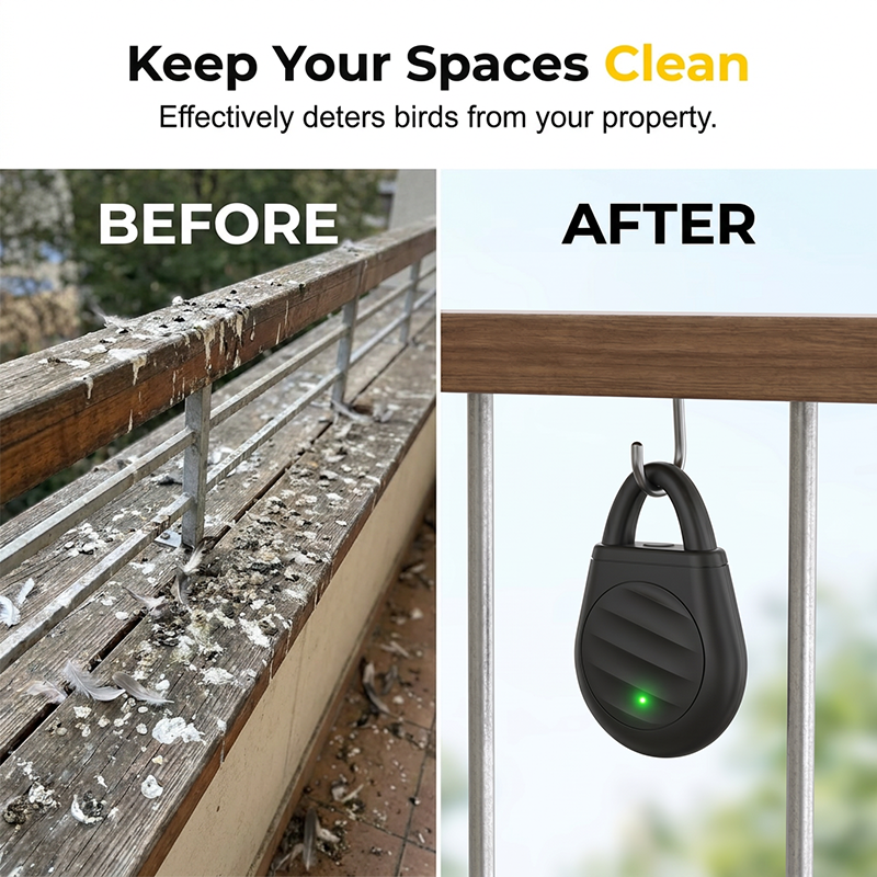 🔥Limited time offer！🐦No more trouble from birds, beasts and locusts！Portable Ultrasonic Bird Repellent Keychain