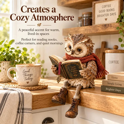 🦉📚 Reading Owl Figurine – Whimsical Book Lover Decor