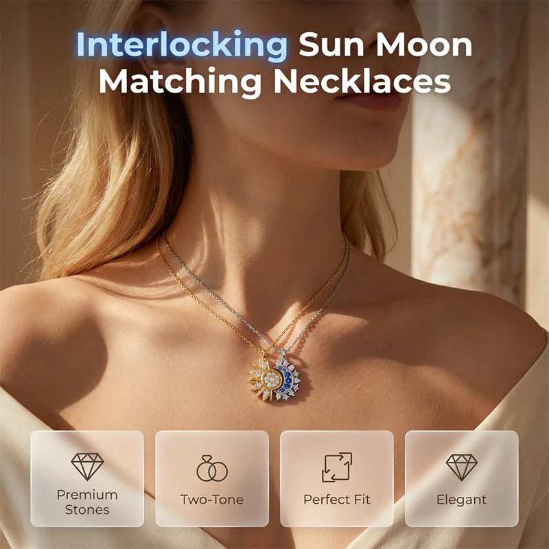 🔥Last Day 49% OFF - 🔆🌙Sun and Moon Pendant Necklace with Rhinestones
