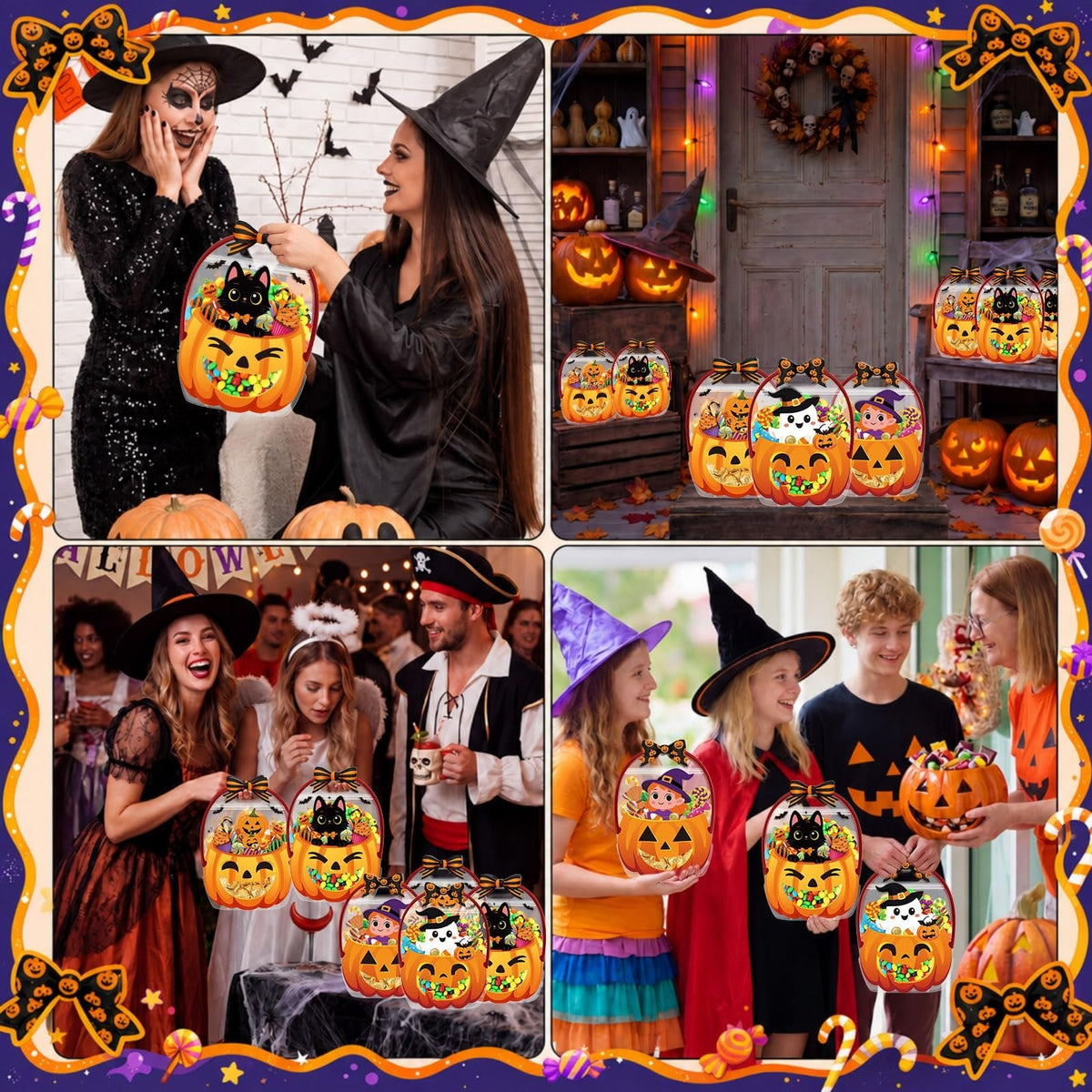 🔥Last Day 50% OFF - 50 Pcs Halloween Favor Bags Transparent Pumpkin Sealed Pouches🍬