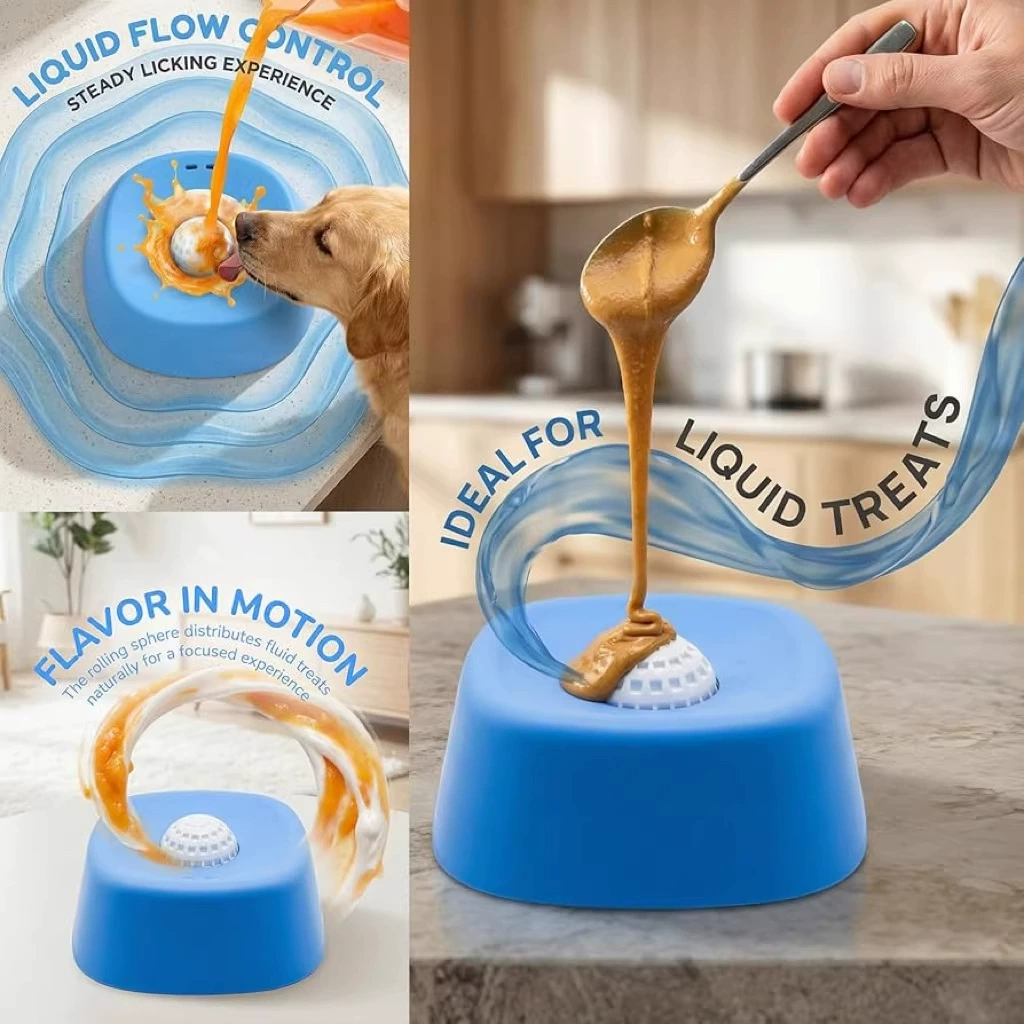 Spherical Non-Slip Slow-Feeder Lick Bowl for Dogs