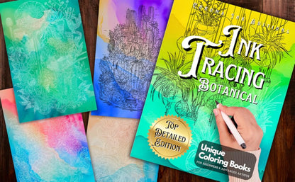 🎨✏️Ink Tracing Coloring Book - For Beginners & Stress Relief(📚Hardcover - No Bleed Pages)
