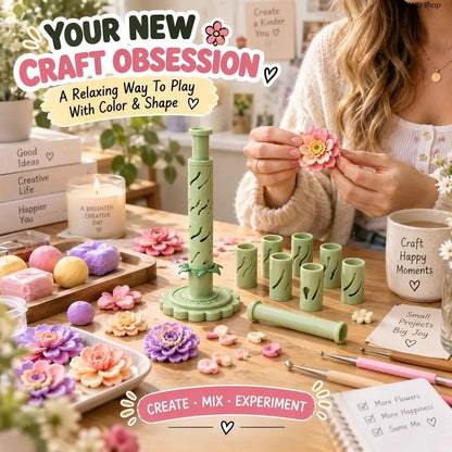 Modular Clay Bloom Maker DIY Polymer Clay Flower Shaping Tool Set for Handmade Floral Crafts