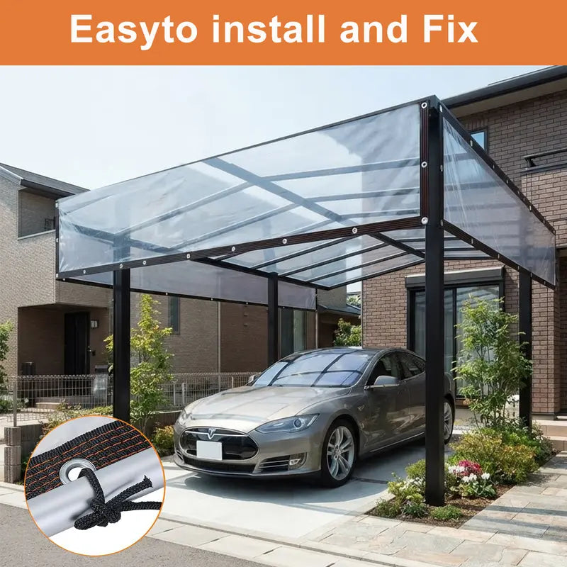 Clear Waterproof PE Tarp, Transparent Outdoor Cover with Metal Grommets🛡️