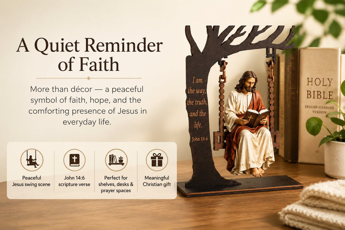🎁 Christian Jesus Swing Table Decor