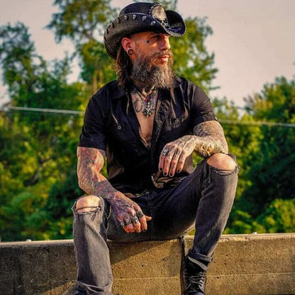 🔥LAST DAY SALE 49% OFF☠️🎩Heavy Metal Rocker Handstitched Skull Hat