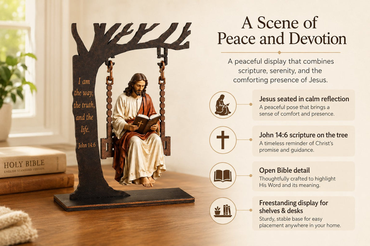 🎁 Christian Jesus Swing Table Decor
