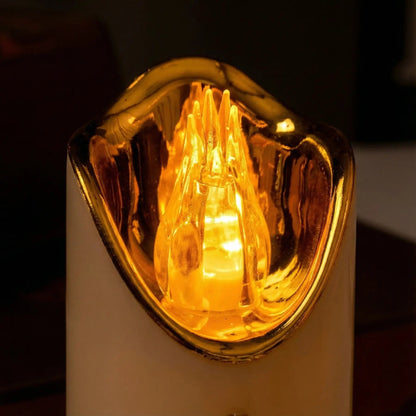 🕯️Flameless Pillar LED Candle with Gold Cross✝️Set of 2