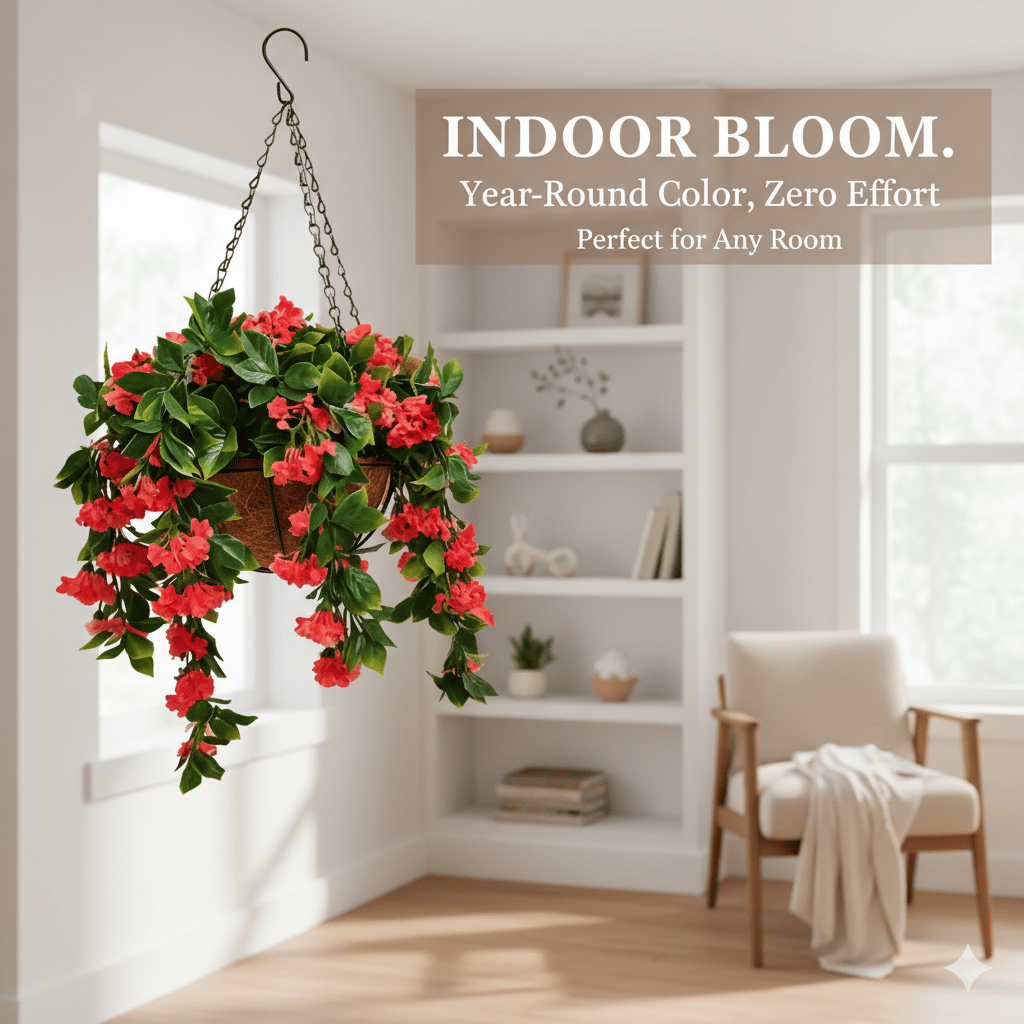 ✈️🌺Faux Crepe Myrtle Hanging Baskets – Ultra-Realistic🌸✨
