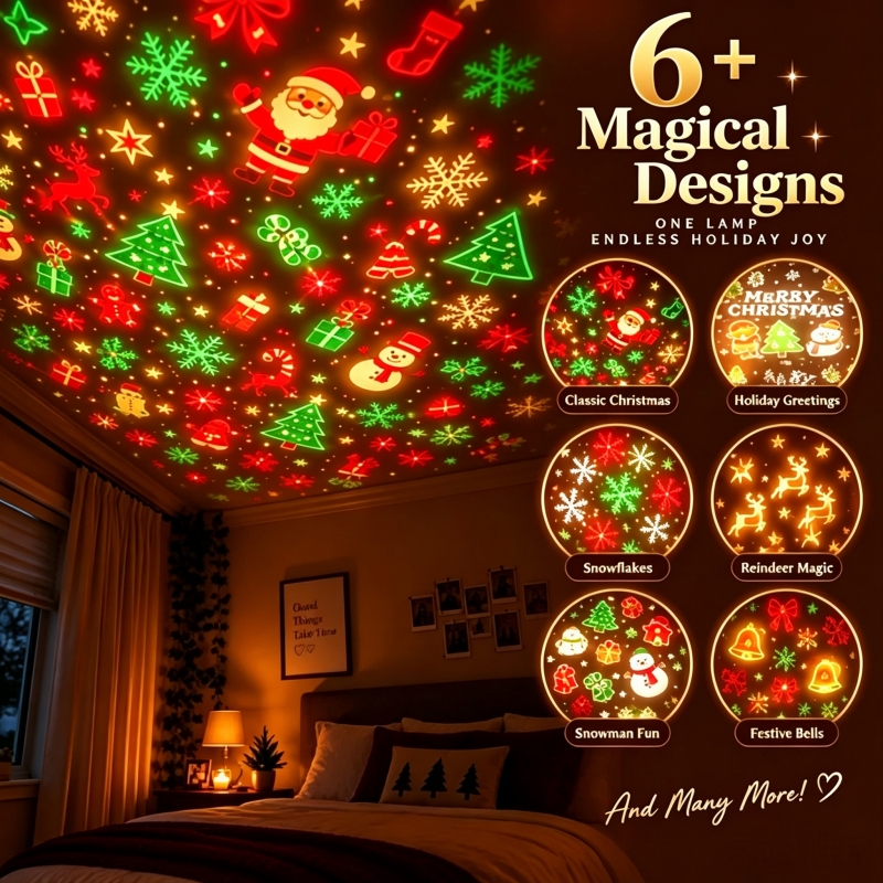 USB Christmas Tree Projector Light, Portable Mini Christmas Projection Lamp, Holiday Decoration Gift