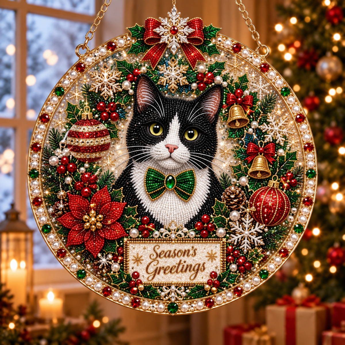 🔥Limited time 70% OFF - ✨Cat Christmas Pearl Diamond Art Hanging Ornament Kit