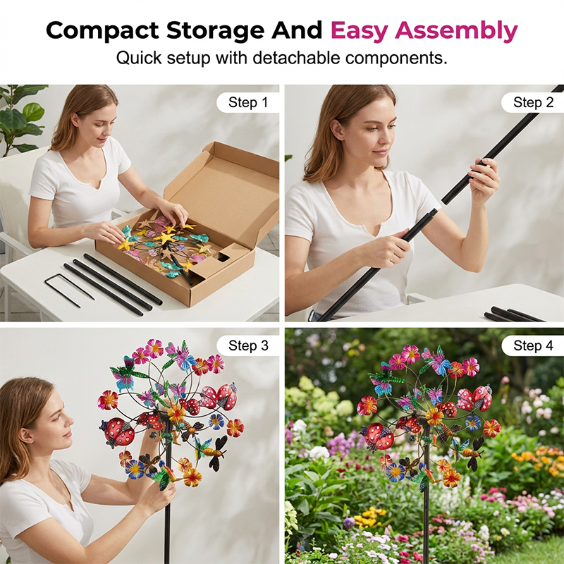 🌸🌬️🎡 Solar-Powered Wind Spinner for Garden