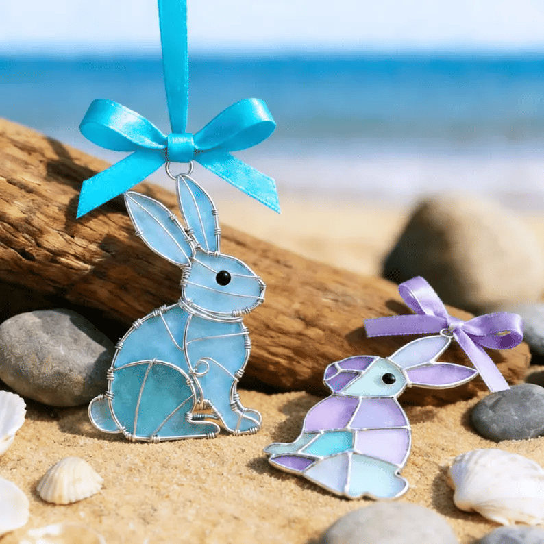 🐣🌊Easter Wire Wrapped Sea Glass Ornaments ✨Shaped by Nature & Crafted by Hand💝