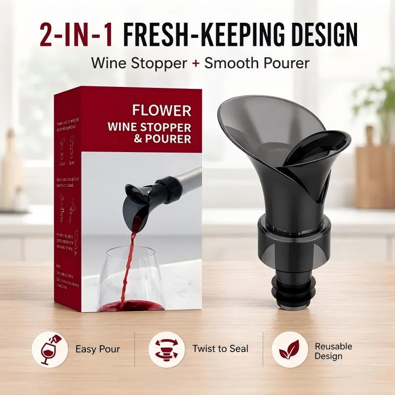 Flower Petal Wine Pourer and Stopper Drip Free Spill Proof