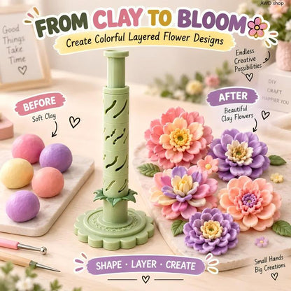 Modular Clay Bloom Maker DIY Polymer Clay Flower Shaping Tool Set for Handmade Floral Crafts