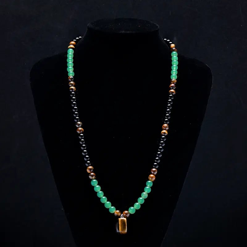 ✨ Money Attraction Necklace With GreenAventurine & Tiger Eye Pendant Healing Crystal Stone