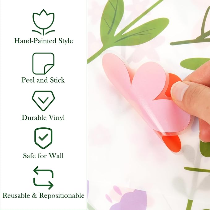 🔥Last 4 hours Sale: Save 50% -🌸Enchanting Spring Wildflower Wall Decals - 8 Sheets of 102 Stickers