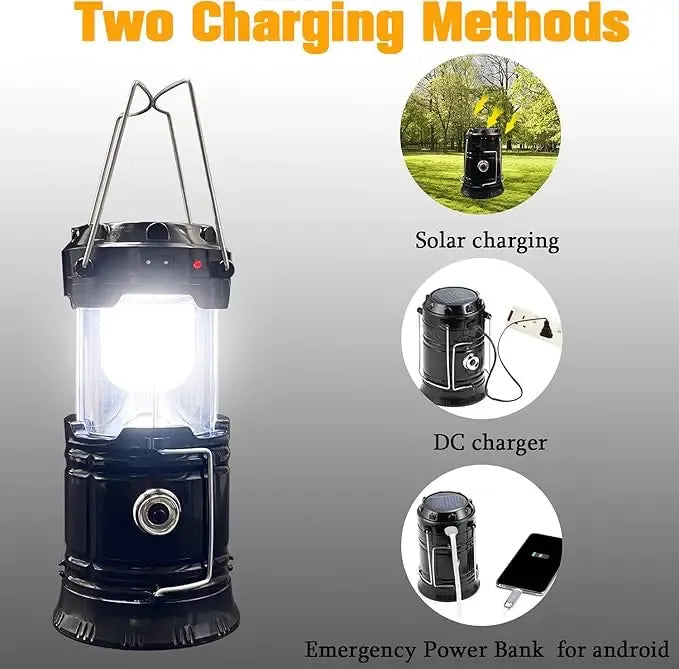 Foldable Compact LED Lanterns💡- Durable, Waterproof, Solar-USB Rechargeable, Solar Powered, Brightness Adjustable, Heat/Freeze Ready, Batteries-Included Emergency Lights with Flashlight Mode