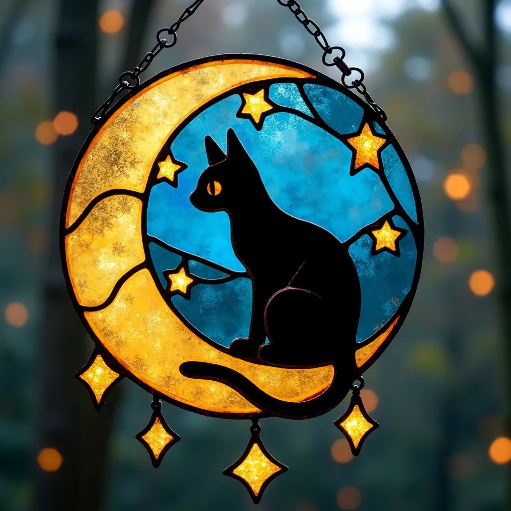 🔥LAST DAY SALE 50% OFF - ✨Whimsical Moonlight Cat Window Hanging