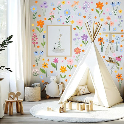 🔥Last 4 hours Sale: Save 50% -🌸Enchanting Spring Wildflower Wall Decals - 8 Sheets of 102 Stickers