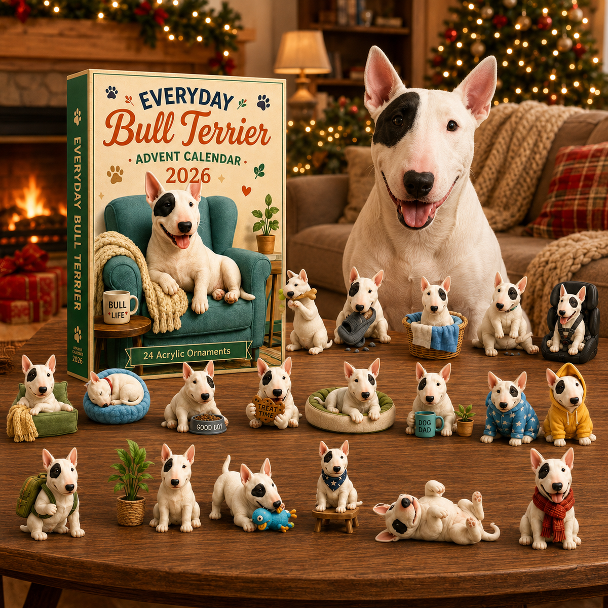 Everyday Bull Terrier Advent Calendar 2026 - 24 Acrylic Ornaments