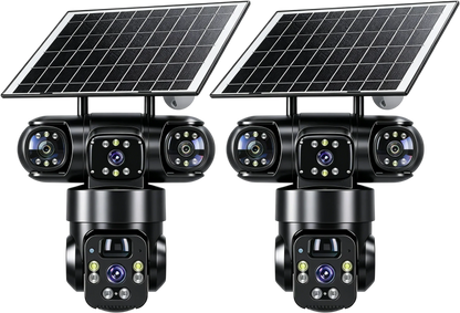 ⏳⏰6K 9MP Outdoor Wi-Fi Security Camera |  3 Lenses, 360° PTZ | IP66 Waterproof, Color Night Vision, Two-Way Audio, Motion Tracking