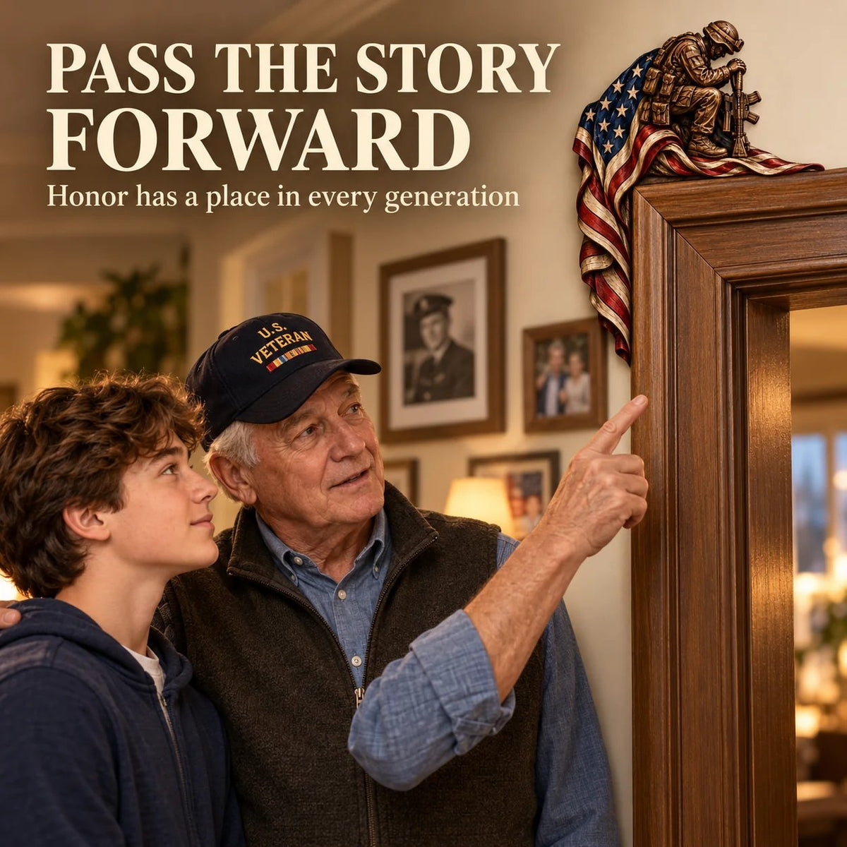 ❤️‍🔥Patriotic American Flag & Cross& Veteran Door Frame Corner Decor