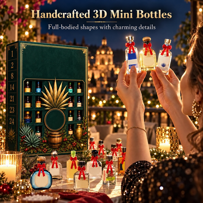 24-Day Mini Tequila Bottle Advent Blind Box for Holiday Celebration, Bar Table Decor, Collector Gift & Family Countdown