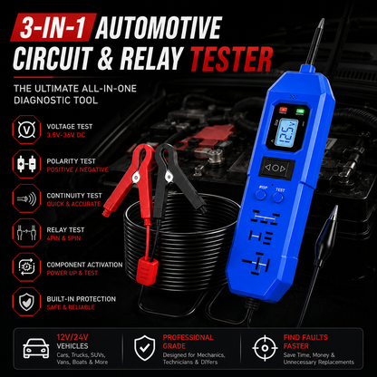 🔧 3-in-1 Automotive Power Circuit Probe & Relay Tester – 12V/24V Electrical Diagnostic Tool🚚