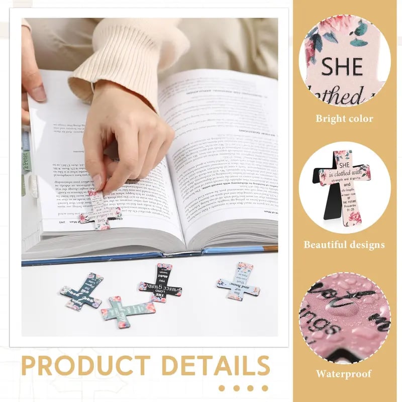 🔥LAST DAY 📖12 Pcs Magnetic Cross Bookmarks Gifts for Bible Study, Readers, Teachers, Students🌸✝️