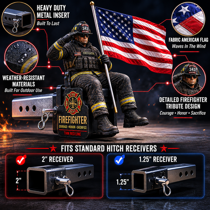 🏆 Hot Sale Promo: 49% OFF - Firefighter Thin Red Line Tribute Trailer Hitch Cover