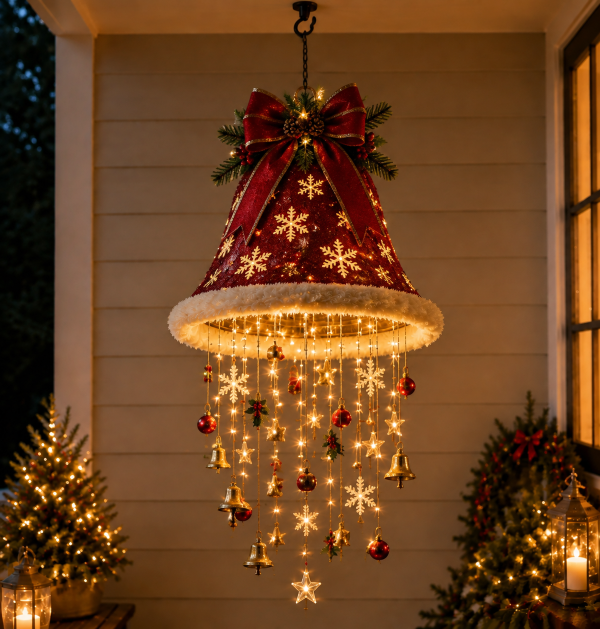 🎅 Lighted Santa Hat Hanging Chandelier 🎄