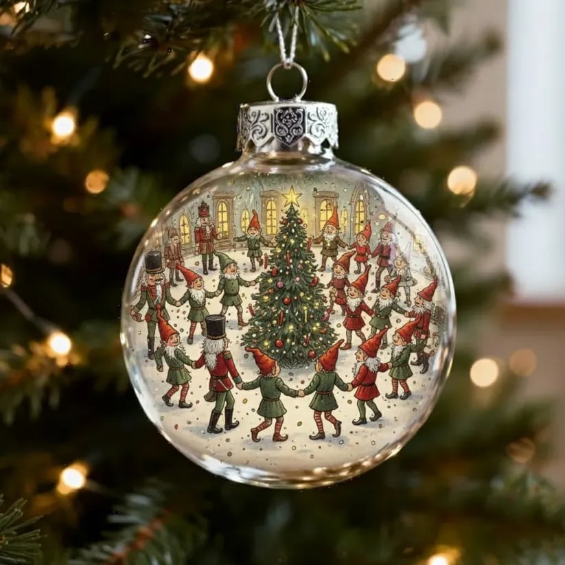 Vintage Christmas Scene Bulb Ornaments