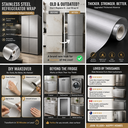🔥 HOT SALE 50% OFF 🏠Self-Adhesive Brushed Metal Refrigerator Sticker