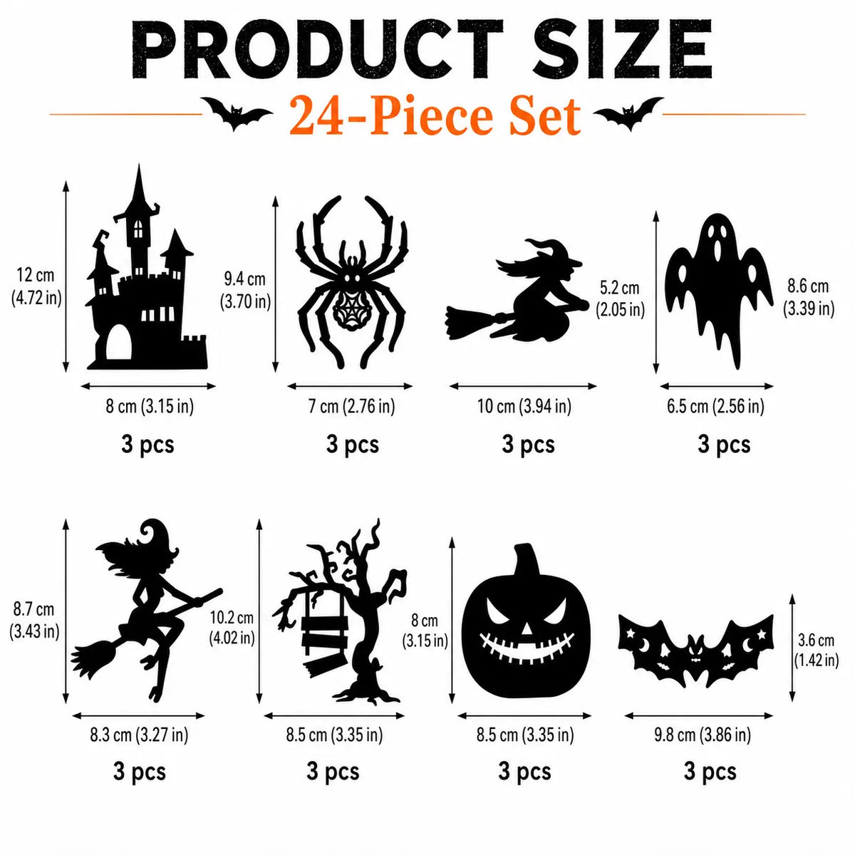 Halloween LED Silhouette Wall Light Stickers, Battery Powered Peel & Stick Decor Lights🦇