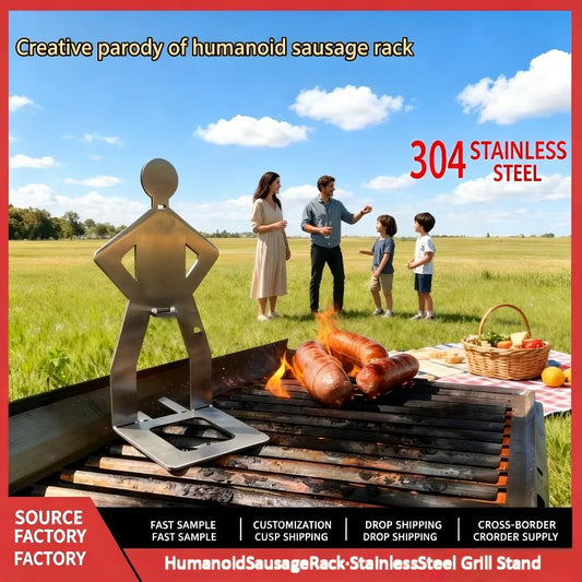 Outdoor Human Shape Sausage Roasting Rack Decorative BBQ Grill Stand