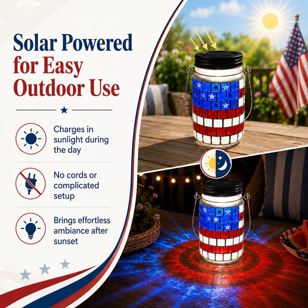 🔥Last Day 49% OFF - ✨4th of July Solar Patriotic Mason Jar Lantern