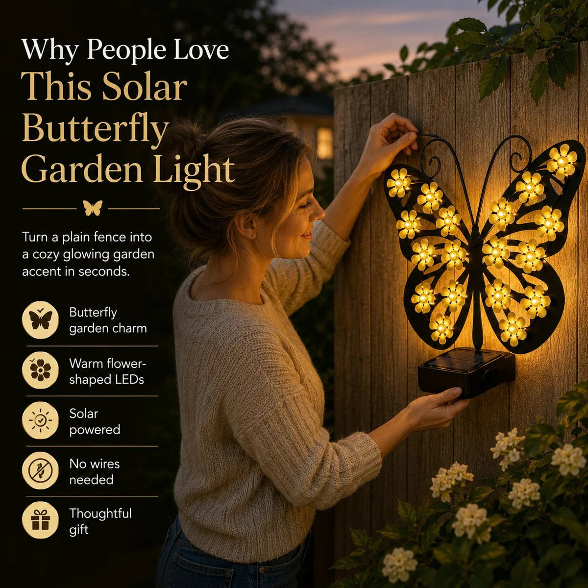 🦋 Solar Butterfly Garden Light
