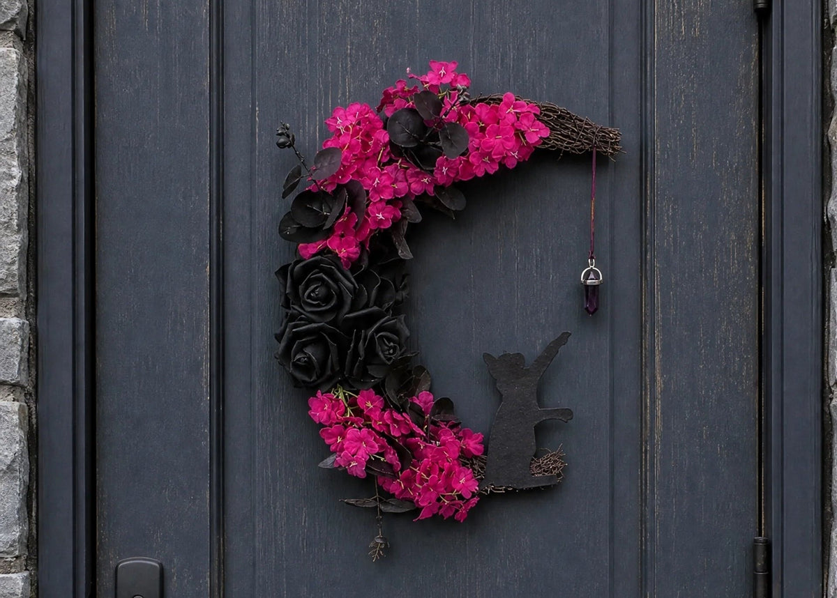 🔥Last Day 49% OFF - 🐈‍⬛🌙Handmade Halloween Cat Wreath