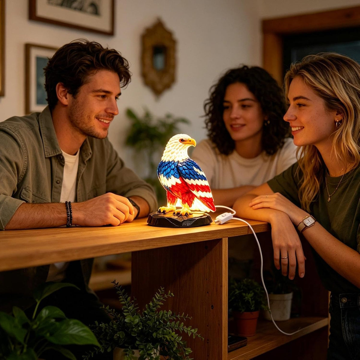🔥Last Day 49% OFF - 🦅🌙U.S. 250th Eagle Stained Table Lamp✨