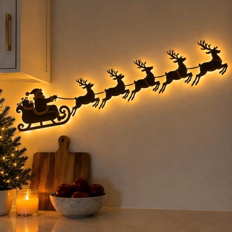 Reindeer Sleigh& Pine Tree Press On